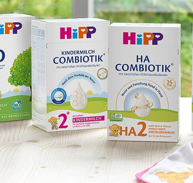 EU-Bio-Zertifizierungssiegel auf Hipp HA2 Folgemilchdose – geprüfte Bioqualität
