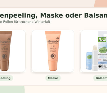 alverde Lippenpeeling Coffee, Lippenmaske Apricot und Lippenpflege Sensitive für eine Winterroutine