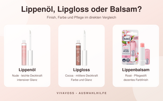 lavera Lippenöl, lavera Cocoa Lipgloss und Balea Rosé Lippenbalsam im Vergleich