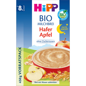 Abendbrei Milch Gute Nacht Bio Hafer Apfel ab dem 8.Monat, 450 g - VivaVoss
