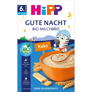 Hipp Abendbrei Milch Gute Nacht Bio Kinderkeks ab dem 6.Monat, 450 g – Babybrei image_position | VivaVoss