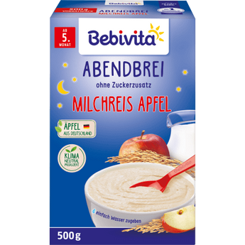 Abendbrei Milch Milchreis mit Apfel ab dem 5. Monat, 500 g - VivaVoss