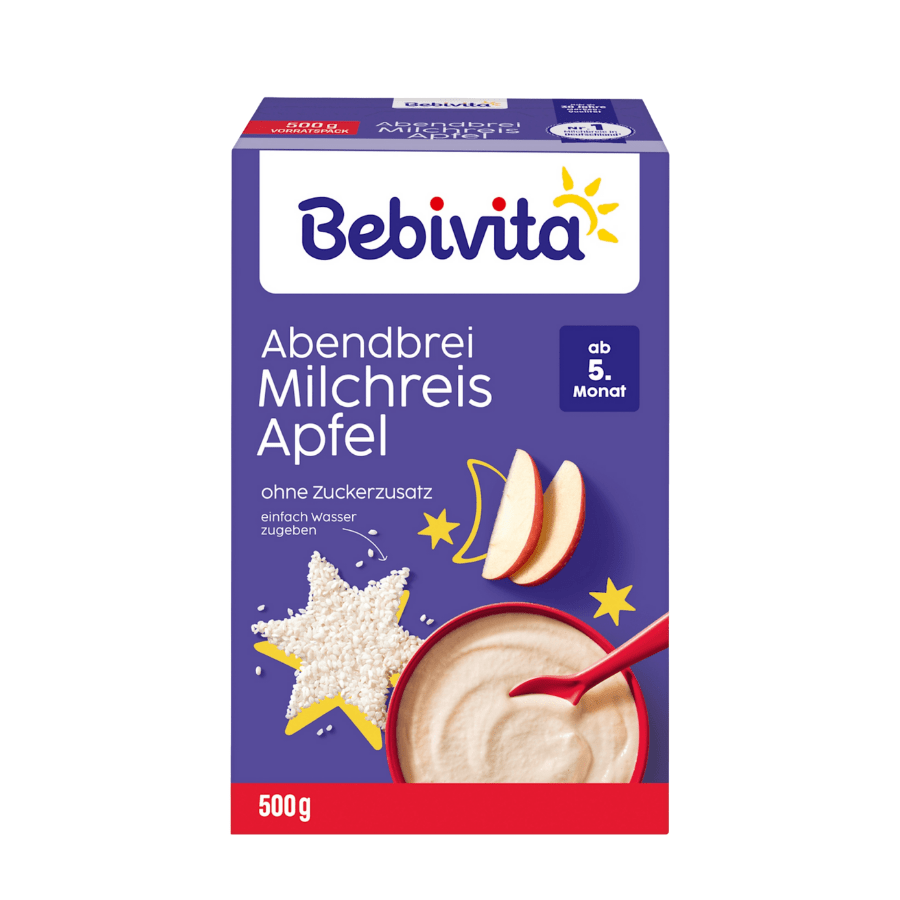 Abendbrei Milch Milchreis mit Apfel ab dem 5. Monat, 500 g - VivaVoss