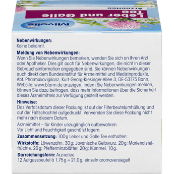 Arzneitee, Leber & galle Tee (12 Beutel), 21 g - VivaVoss
