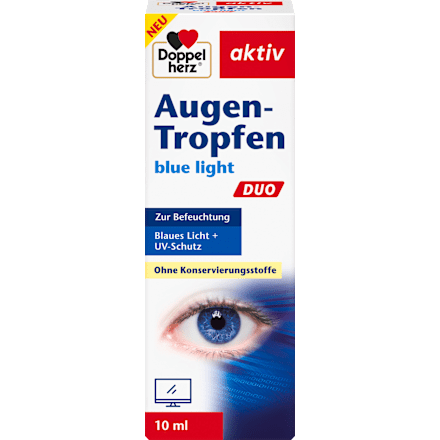 Doppelherz Augen-Tropfen blue light DUO - bei trockenen Augen & Augenallergien - mit Schutz vor UV-Strahlung & blauem Licht