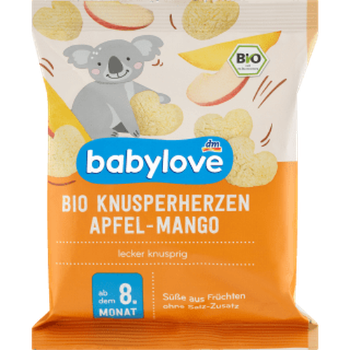 Babysnack Knusperherzen Apfel - Mango, ab dem 8. Monat, 30 g Baby Snack by BabyLove – Available at VivaVoss