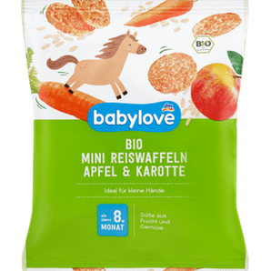Babysnack Reiswaffeln Apfel & Karotte, ab dem 8. Monat, 35 g Baby Snack by BabyLove – Available at VivaVoss