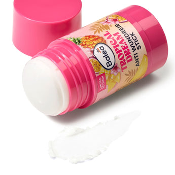 Balea Anti-Wundreibstick Tropical Dream in pinker Verpackung mit tropischem Ananas-Design und weißem Pflege-Stick.