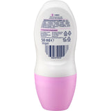Rückseite des Balea Extra Dry Deo Roll-ons mit 50 ml Inhalt, Inhaltsstoffen und Barcode auf weißem Kunststoffgehäuse.