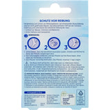 Rückseite der Balea Blasenpflaster-Verpackung mit Anwendungshinweisen, Illustrationen und Produktinformationen.