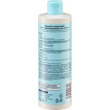Rückseite der Balea Beauty Essentials Feuchtigkeitsspülung mit 350 ml in hellblauer Flasche mit Inhaltsstoffliste.