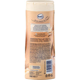 Rückseite der Balea Cremedusche Sweet Embrace 300 ml in beiger Flasche mit Vanille- und Sandelholz-Design.