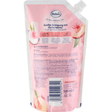 Balea Pfirsich & Kokos Cremeseife Nachfüllbeutel 500 ml mit rosa Design, Produktinformationen und Inhaltsstoffen.