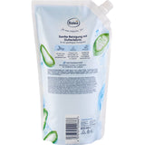 Balea Cremeseife Sensitive Nachfüllpack 850 ml mit Aloe Vera Design in weißer Kunststoffverpackung.