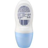 Rückseite des Balea Deo Roll-on Sensitive 50 ml mit Inhaltsstoffen, Barcode und hellblauem Verschluss auf weißem Flakon.