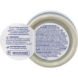 Balea Deocreme Sensitive 50ml Tiegel von oben mit aufgeklapptem Etikett und Anwendungshinweisen auf weißem Hintergrund.