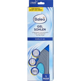 Balea Gel-Einlegesohlen in Blau und Grau, Größe 41-46, in der Produktverpackung mit Cleanfeet-Technologie.