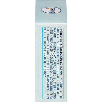 Hellblaue Seitenansicht der Balea Festes Shampoo Verpackung mit aufgedruckter Inhaltsstoffliste und Balea-Logo.