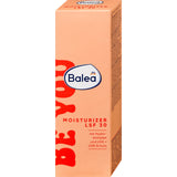 Balea be you Gesichtscreme in pfirsichfarbener 50 ml Verpackung mit LSF 30 und auffälligem roten Schriftzug.