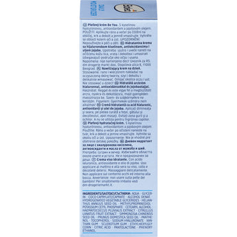 Balea Daily Moisturizer Be You Gesichtscreme 50 ml Verpackungsrückseite mit Inhaltsstoffen und Anwendungshinweisen.