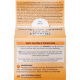 Balea Energy Q10 24h Gesichtscreme Verpackung in Orange mit Produktinformationen zu Anti-Falten-Wirkung und Vitaminen.
