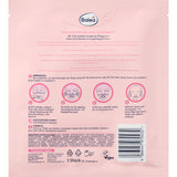 Rosa Rückseite der Balea Glass Skin Hydrogel-Gesichtsmaske mit Anwendungshinweisen, Inhaltsstoffen und Strichcode.