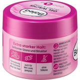 Rosa 75 ml Tiegel Balea Haargel Glossy & Shine Glanz Wachs mit starkem Halt und Informationen zur Anwendung.