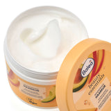 Offener 300 ml Tiegel Balea Beauty Essentials Haarkur mit weißer, cremiger Textur und gelblichem Deckel.