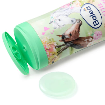 Balea Kinder Duschgel & Shampoo Better Together mit Pferde-Motiv und grünem Klappdeckel, 300 ml.