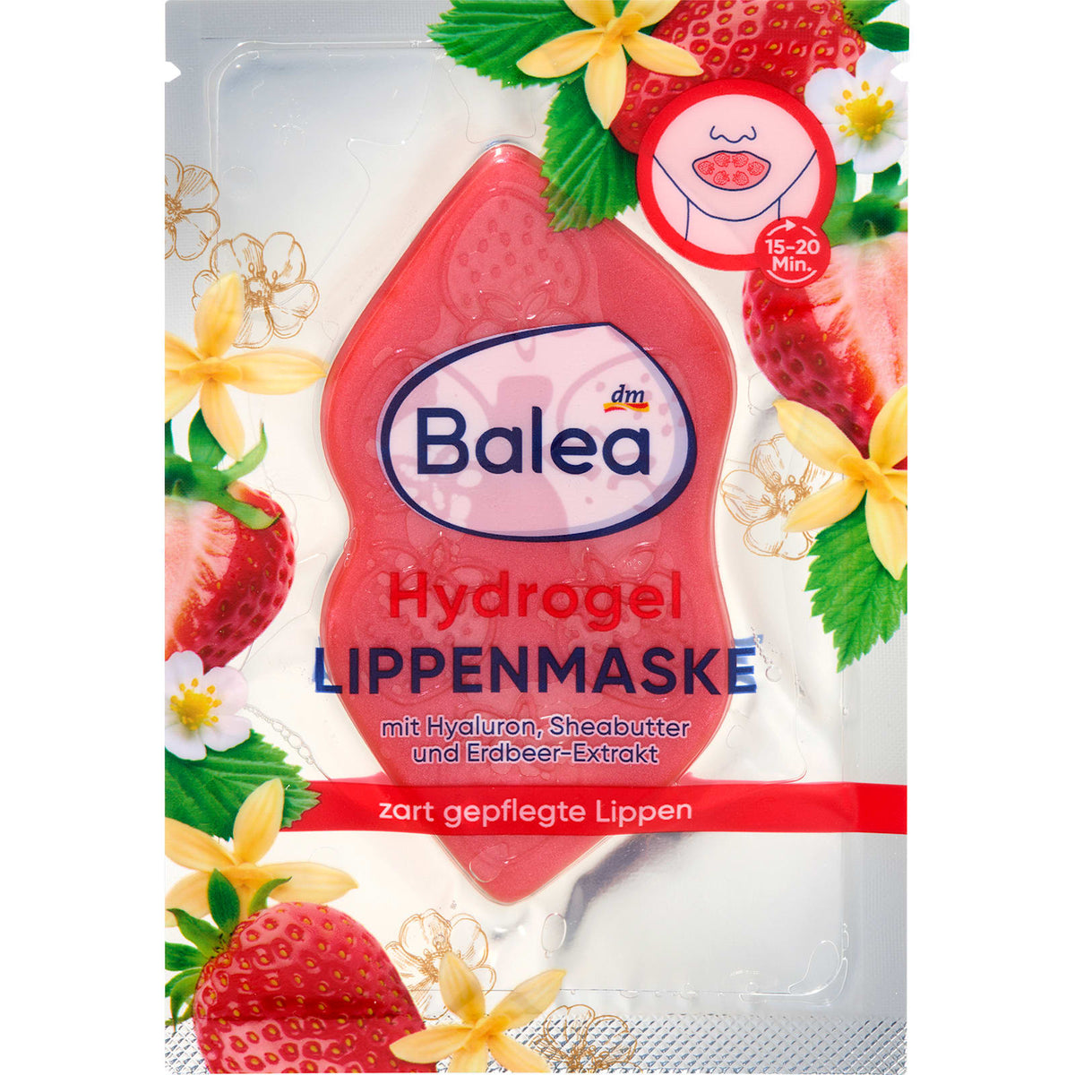 Lippenmaske Hydrogel Erdbeere Vanille, 1 St