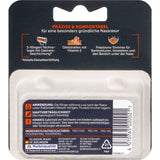 Rückseite der Balea MEN Rasierklingen-Verpackung mit Produktinformationen, Anwendungshinweisen und Inhaltsstoffen.