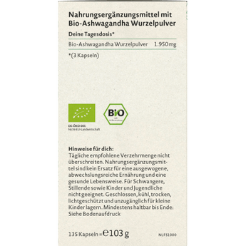 Bio Ashwagandha Kapseln 135 St, 103 g - VivaVoss