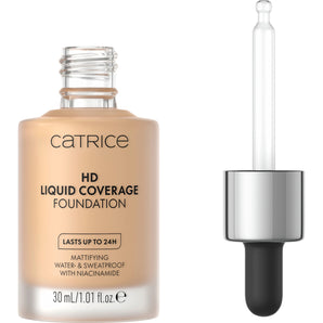 Foundation Liquid HD Coverage Waterproof 032 Nude Beige, 30 ml
