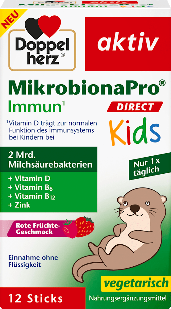 Doppelherz MikrobionaPro Immun Direct Kids, 12 sticks, front of box