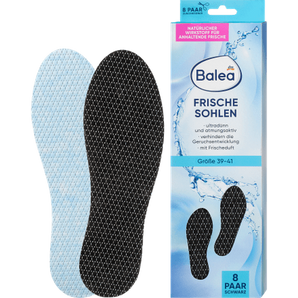 Einlegesohlen Frischesohlen schwarz, Gr. 39 - 41 (8 Paar), 16 St Fußcreme & Fußpflege by Balea – Available at VivaVoss