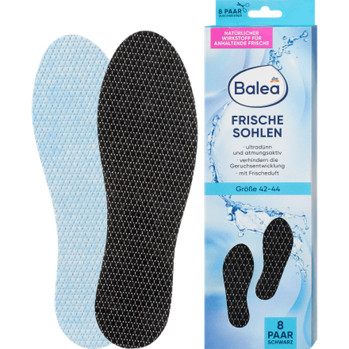 Einlegesohlen Frischesohlen schwarz, Gr. 42 - 44 (8 Paar), 16 St Fußcreme & Fußpflege by Balea – Available at VivaVoss
