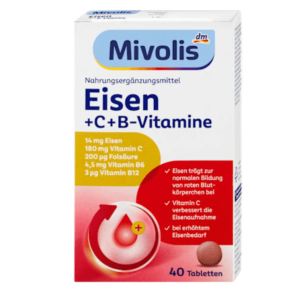 Mivolis Eisen + Vitamin C + B-Vitamine Tabletten 40 St, 25 g – Eisen image_position | VivaVoss