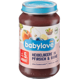 Früchte Heidelbeere & Pfirsich in Birne ab dem 5. Monat, 190 g Puree by BabyLove – Available at VivaVoss