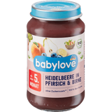 Früchte Heidelbeere & Pfirsich in Birne ab dem 5. Monat, 190 g Puree by BabyLove – Available at VivaVoss