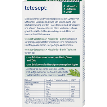 Gerstengras + Kieselerde + Biotin Tabletten, 30 St - VivaVoss