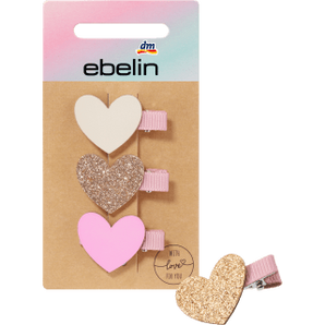 Haarclips mit Herz Applikation, 3 St - VivaVoss