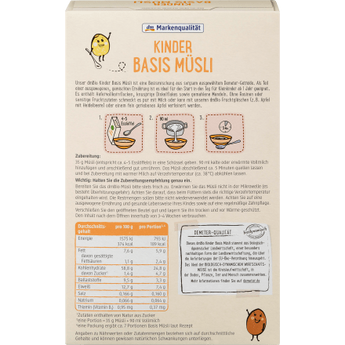 Kindermüsli Basis ab 1 Jahr, Demeter, 250 g - VivaVoss