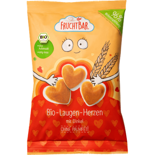 Kindersnack Bio - Laugen - Herzen mit Dinkel ab 3 Jahren, 90 g Baby Snack by FruchtBar – Available at VivaVoss
