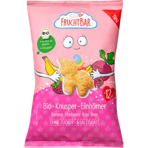 Kindersnack Knusper - Einhörner, Mais, Himbeere, Banane, Rote Bete, ab 12 Monaten, 30 g Baby Snack by FruchtBar – Available at VivaVoss