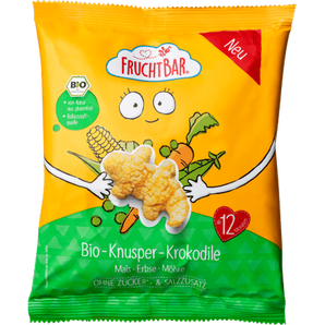 Kindersnack Knusper - Krokodile mit Mais, Erbse, Möhre, ab 12 Monaten, 30 g Baby Snack by FruchtBar – Available at VivaVoss