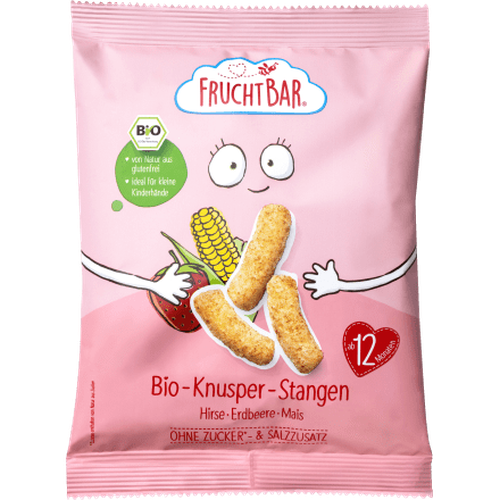 Kindersnack Knusper - Stangen Hirse, Erdbeere, Mais ab 1 Jahr, 30 g Baby Snack by FruchtBar – Available at VivaVoss