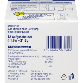 Kräutertee, Basischer Tee (12 Beutel), 21,6 g - VivaVoss