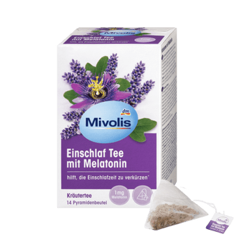 Kräutertee, Einschlaf Tee mit Melatonin ,14 Beutel, 28 g - VivaVoss