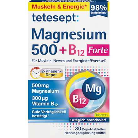 Magnesium 500 + B12 Depot Tabletten 30 St, 42,8 g - VivaVoss