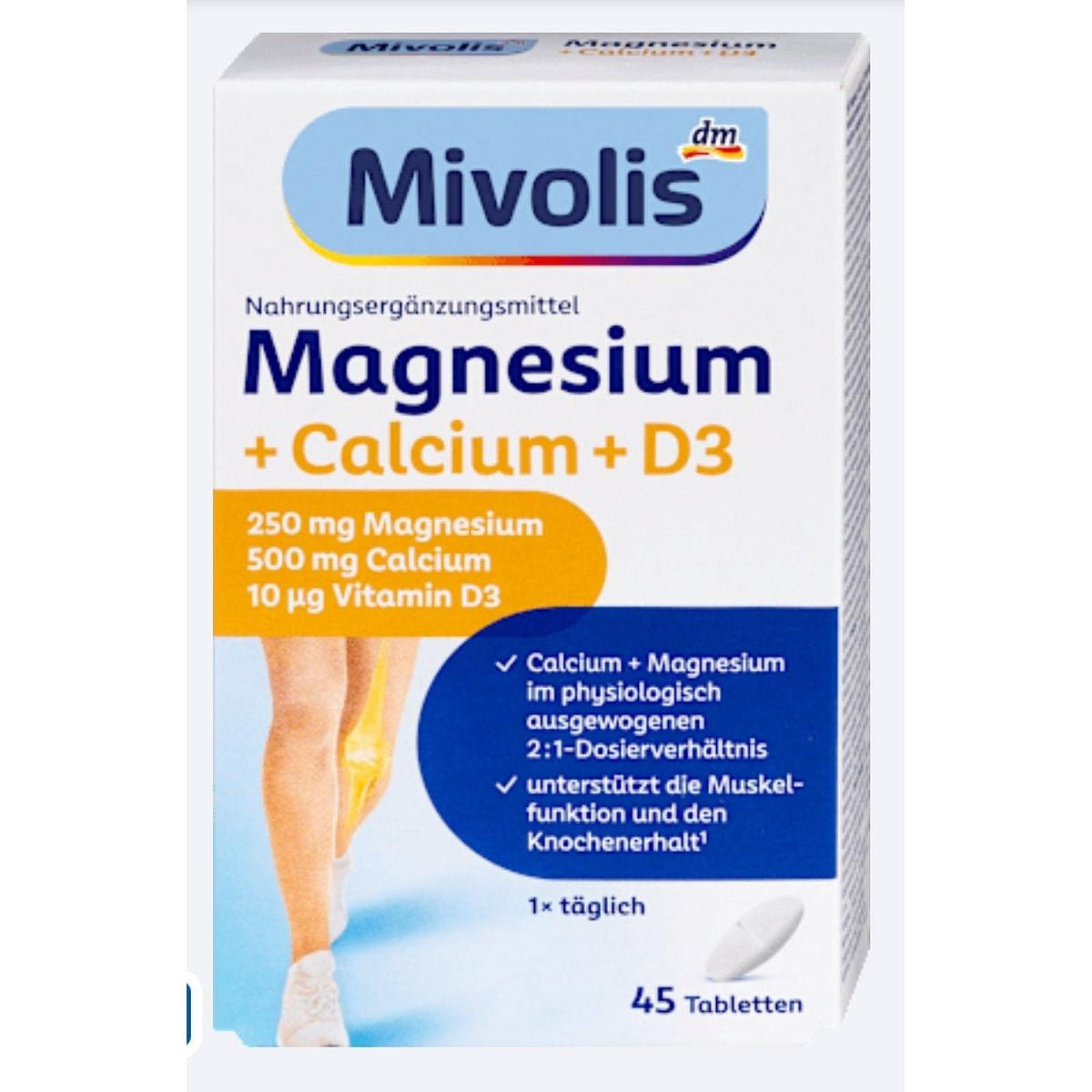 Mivolis Magnesium + Calcium + D3 Tabletten 45 St, 94 g – Muskeln & gelenke image_position | VivaVoss